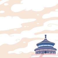 Serene Temple Architecture Asian Pagoda under a Cloudy Sky vector
