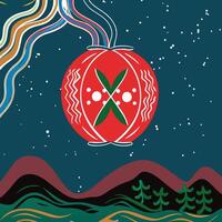 Abstract Night Landscape with Red Orb vector