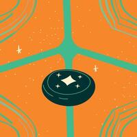 Abstract Orange and Teal Design with Shining Disc vector