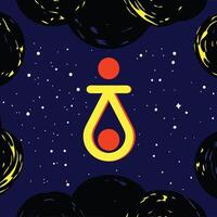 Cosmic Abstract Art Celestial Bodies and Yellow Teardrop vector