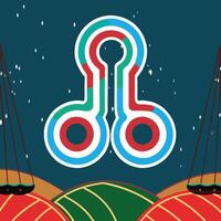 Abstract Circular Design with Swings and Night Sky vector