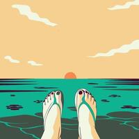 Sunset Ocean View from the Water's Edge vector
