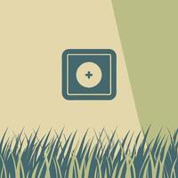 Plus Symbol in Frame on Grass Background vector