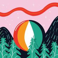 Abstract Nature Scene Colorful Sphere in Foliage vector