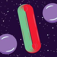 Abstract Cosmic Capsule Red and Green Swirl in Space vector