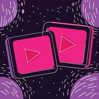 Dual Play Button Interface Design Abstract Background vector
