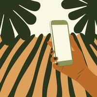 Abstract Mobile Phone Usage in Nature vector