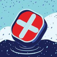 Abstract Red Square with Cross Digital Icon Design vector