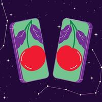 Cosmic Cherries A Dual Screen Display Design vector