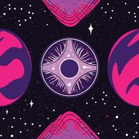 Cosmic Eye Abstract Space Art with Planets and Stars vector