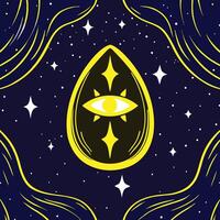 Cosmic Eye Celestial Design with Stars and Abstract Lines vector