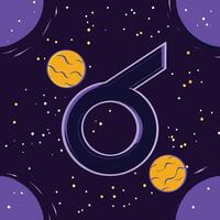 Cosmic Number Six Abstract Space Art vector