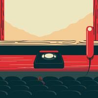 Retro Phone Booth in Empty Theater vector