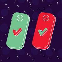 Dual Checkmark Interface Design Green and Red UI Elements vector