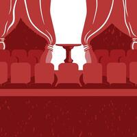 Empty Theater Stage with Red Seats and Curtains vector