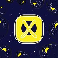 Abstract Yellow X Mark in Square Night Sky Background vector