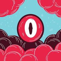 Giant Eye Over Abstract Cloudscape vector