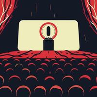 Stage Presentation Microphone on Podium before Audience vector
