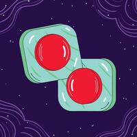 Abstract Dual Red Orb Design in Teal Frames vector