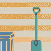 Shovel and Trash Can Abstract Minimalist Illustration vector