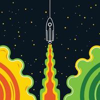 Rocket Launch A Journey Through Colorful Nebula vector
