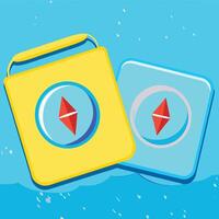 Abstract Aquatic Design Geometric Shapes and Compass Point vector