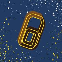 Abstract Number Six Cosmic Design with Yellow and Brown vector