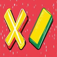 Abstract X and Rectangle Design Red, Yellow, and Green vector