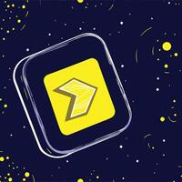 Abstract Yellow Arrow Icon in Space vector
