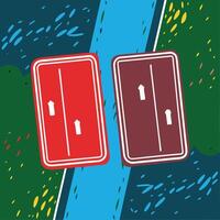 Abstract Shapes Red and Brown Rectangles on Blue Background vector