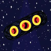 Cosmic Object with Three Celestial Bodies vector