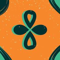 Abstract Orange and Teal Design with Clover Symbol vector