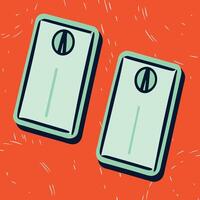 Pair of Abstract Green Rectangles on Red Background vector