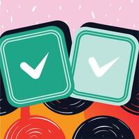 Dual Checkmarks Abstract Graphic Design vector