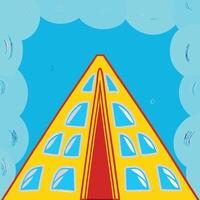 Abstract Triangular Building with Bright Windows vector