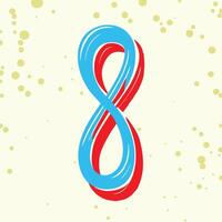 Abstract Number Eight Intertwined Red and Blue Design vector