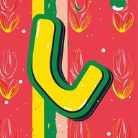 Abstract J-Shaped Design with Red, Yellow, and Green vector