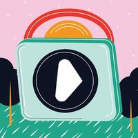 Abstract Play Button Design Colorful Geometric Shapes vector