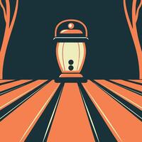 Illuminated Path Lantern in a Forest vector