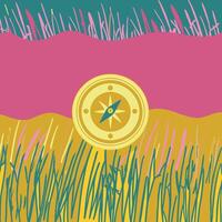 Abstract Compass Finding Your Way Through Colorful Landscapes vector