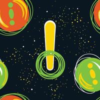 Abstract Art Exclamation Mark, Circles, and Yellow Dots vector