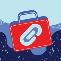 Red Briefcase with Blue Paperclip Secure Data Storage vector