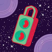 Cosmic Lock A Space-Age Security Concept vector