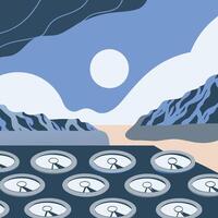 Abstract Landscape with Circular Gauges A Modern Art Design vector