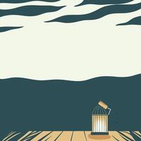 Serene Night Scene with Illuminated Lantern vector