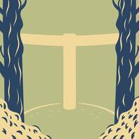 Abstract Landscape Trees, Pathway, and Tranquil Nature Scene vector