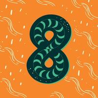Abstract Number Eight Design with Swirls and Waves vector