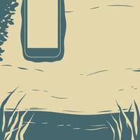Serene Nature Scene with Mobile Phone vector