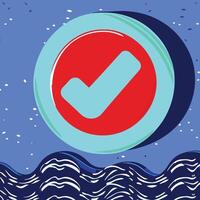 Abstract Checkmark Design Blue, Red, and White Waves vector
