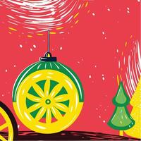 Abstract Festive Ornament and Trees vector